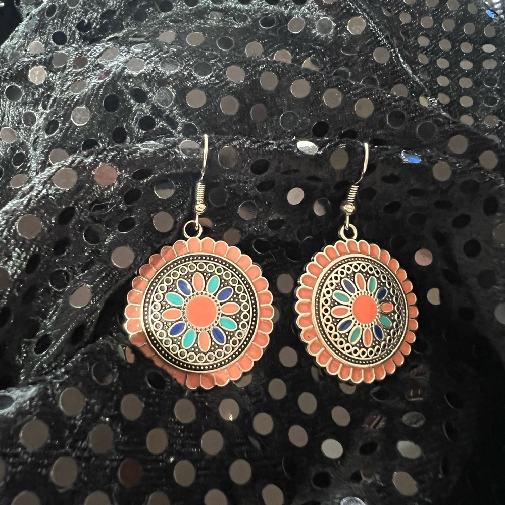 #11. Pink and turquoise enamel earrings